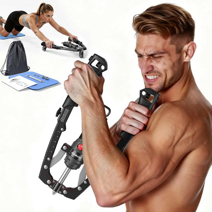 Restivioz® 3-in-1 Arm Trainer & Ab Roller Wheel | 15-Level Hydraulic Resistance, 20–440 lbs
