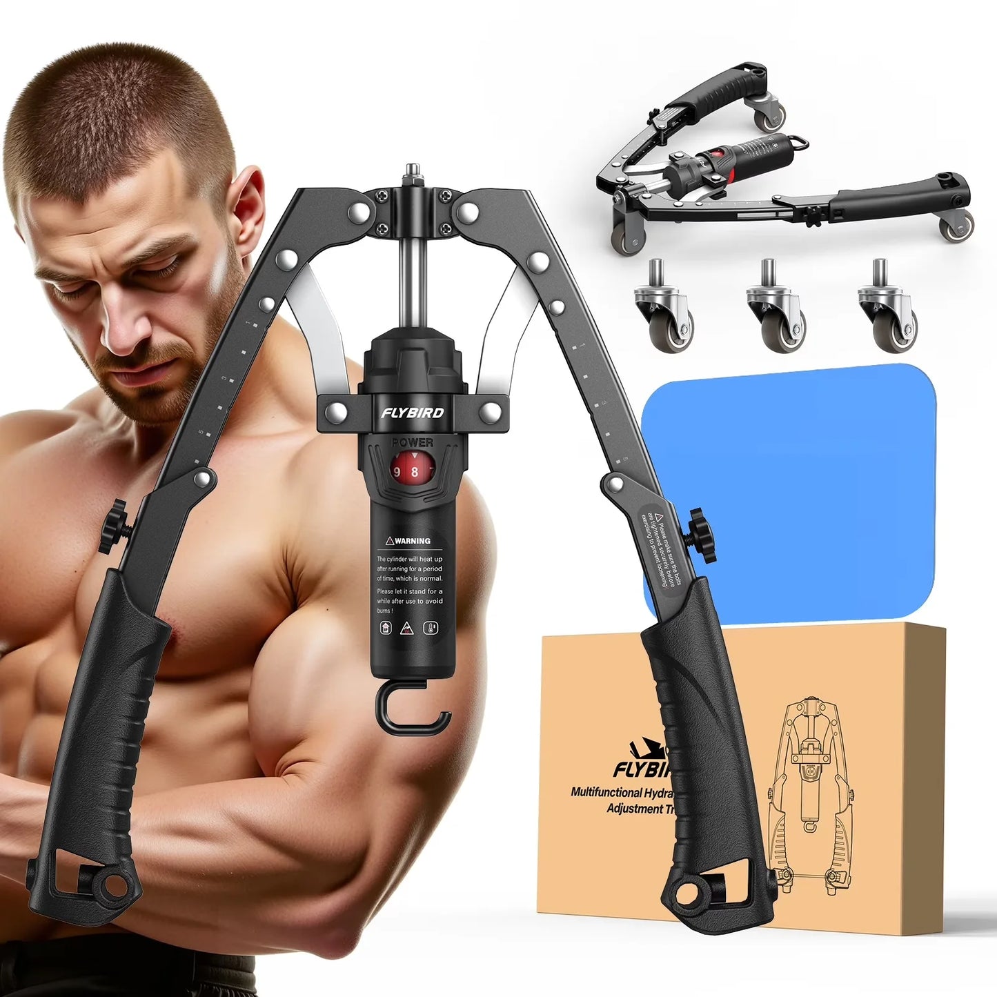 Restivioz® 3-in-1 Arm Trainer & Ab Roller Wheel | 15-Level Hydraulic Resistance, 20–440 lbs
