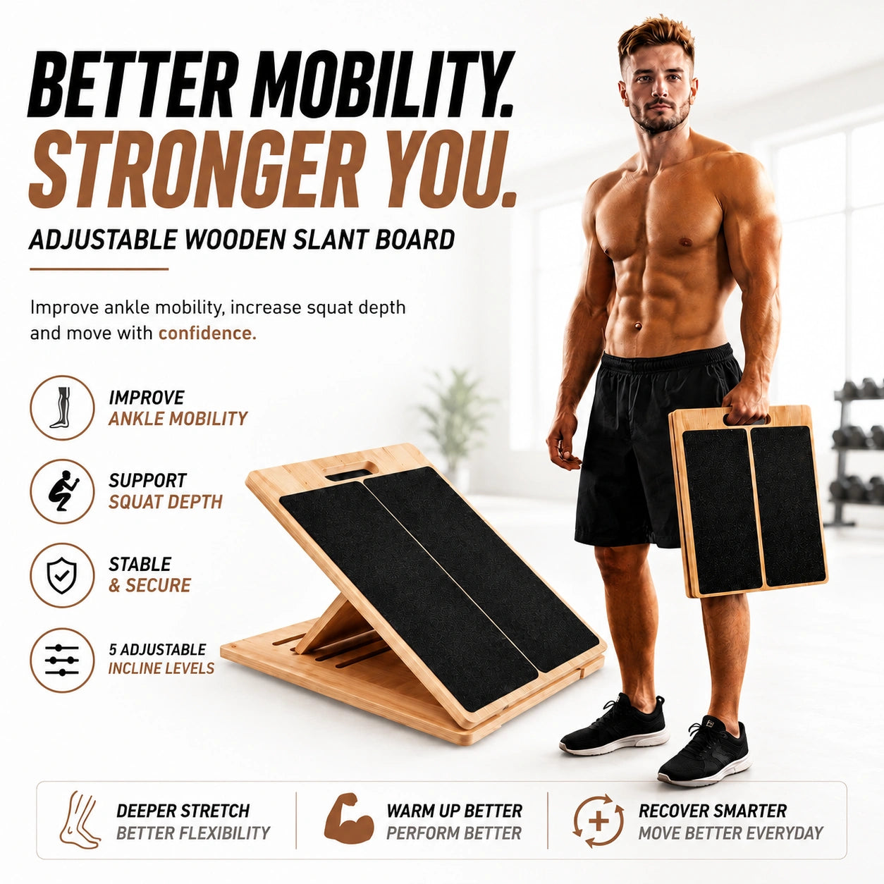 Restivioz® Adjustable Wooden Slant Board
